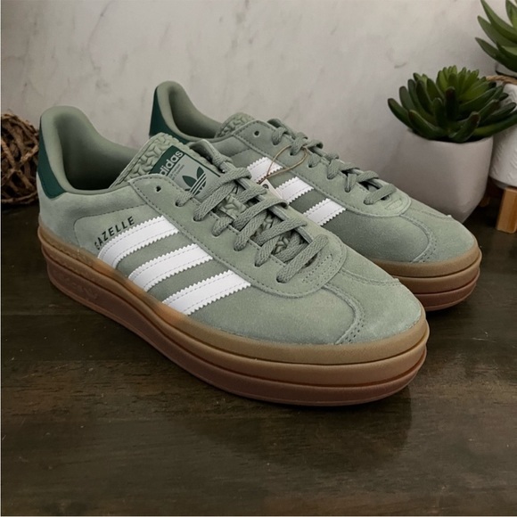 adidas Gazelle Bold Sage Silver Green Gum Sole - Picture 9 of 11